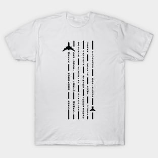 Aviation Aircraft Travel Design with Cities T-Shirt